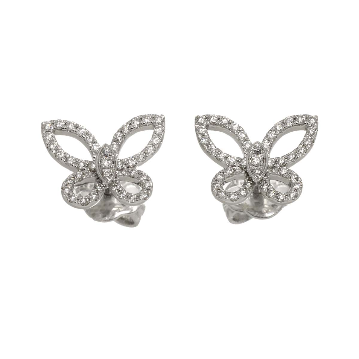 Mini Butterfly Silhouette Diamond Earrings Pierced 18K WG 750