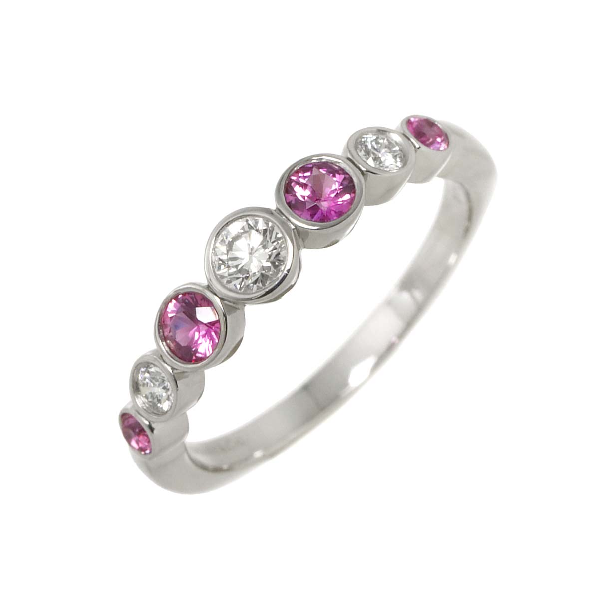Jazz Graduated Diamond Sapphire Ring Pt size5.75-6(US)