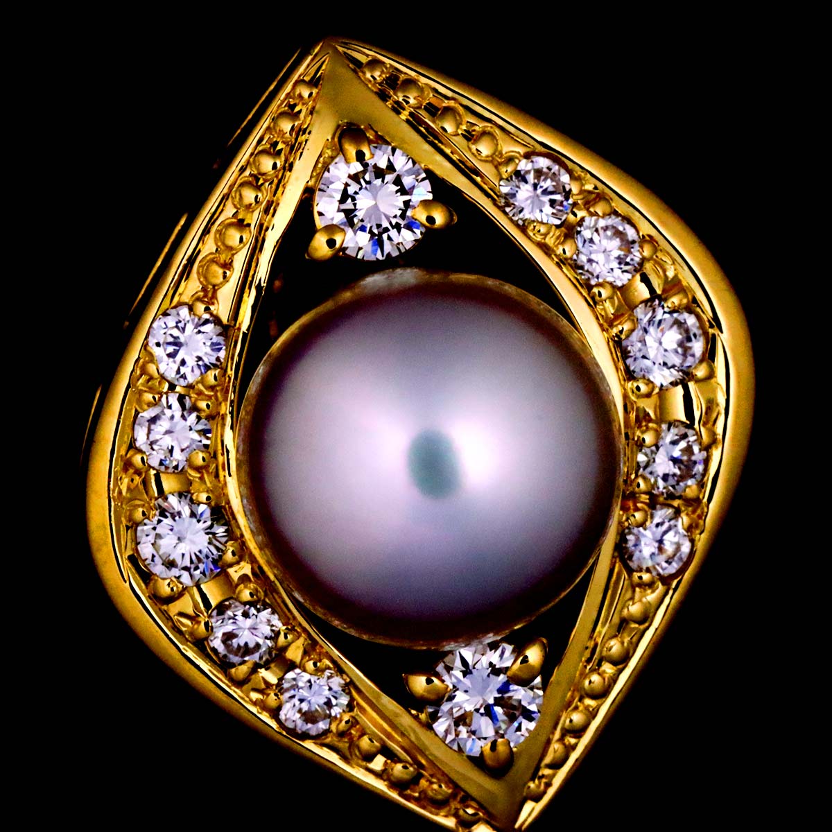 Akoya Pearl 7.7mm Diamond Earrings 18K Yellow Gold 750