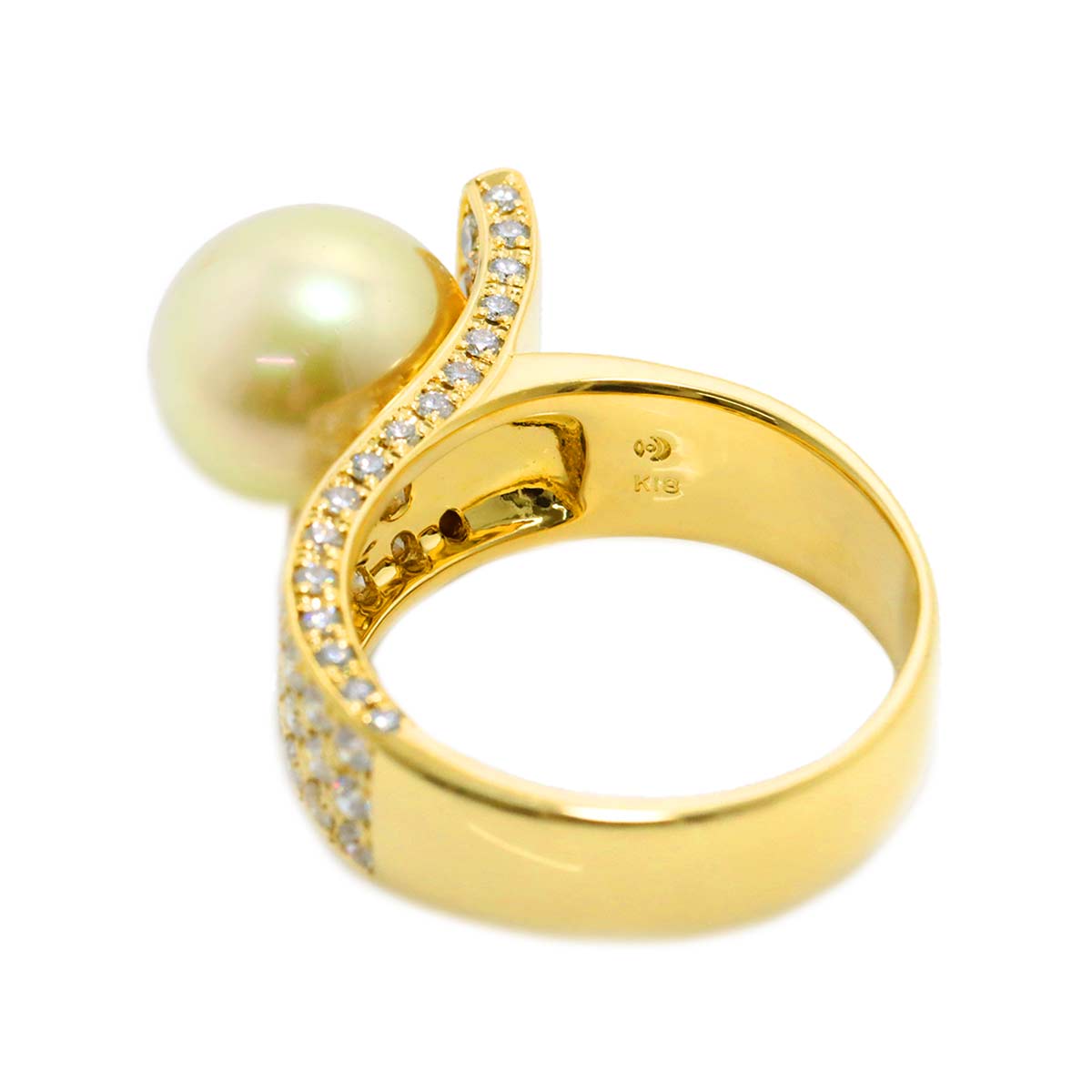 South Sea pearl 10.9mm Diamond 1.10ct Ring 18K YG 750 size7.5US