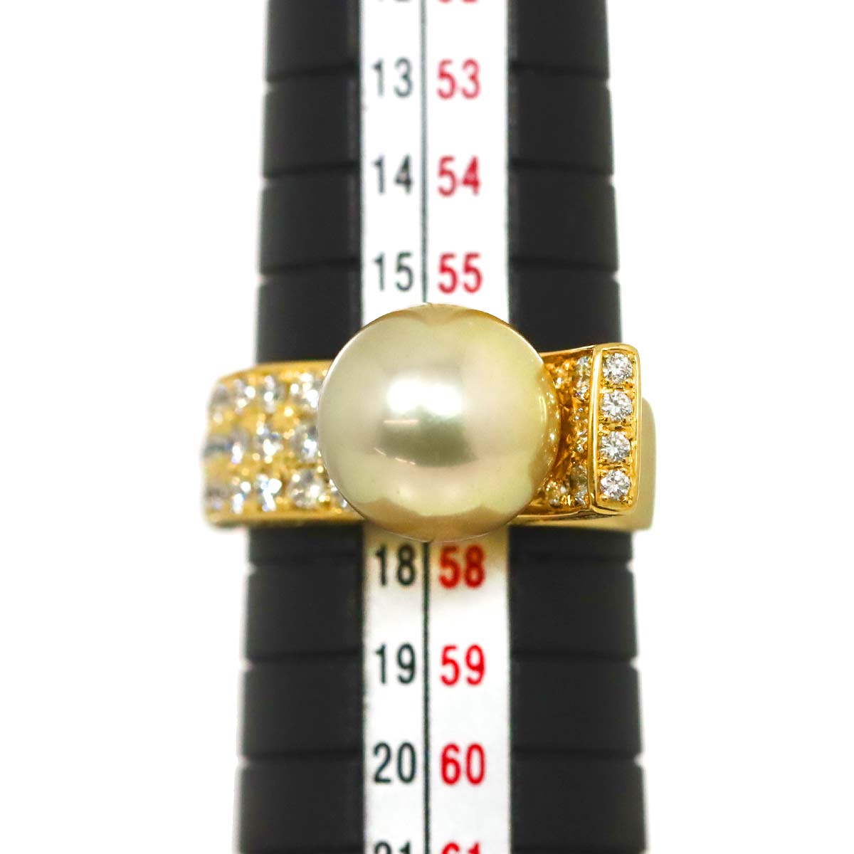 South Sea pearl 10.9mm Diamond 1.10ct Ring 18K YG 750 size7.5US