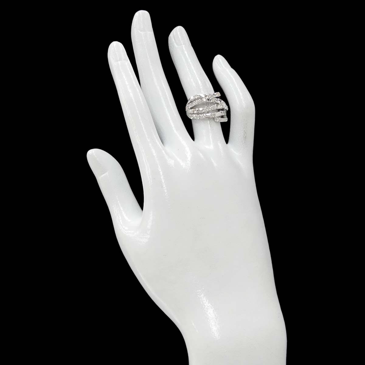 Diamond 0.85ct Ring 18K White Gold 750 Size5.5-5.75(US)