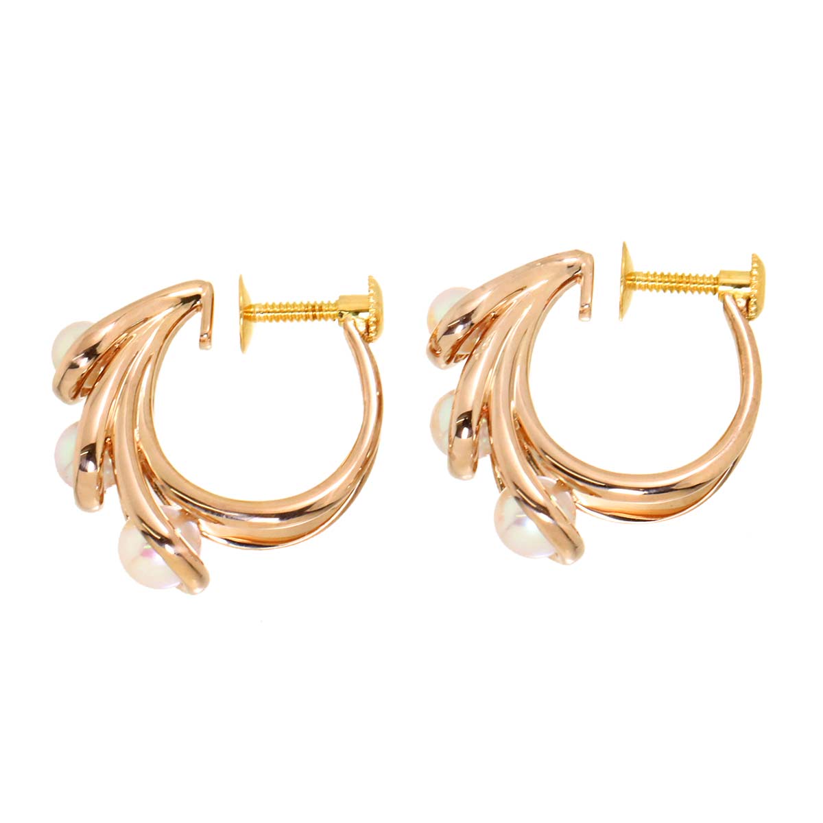 Akoya Pearl 4.9-4.0mm Earrings 18K PG YG 750