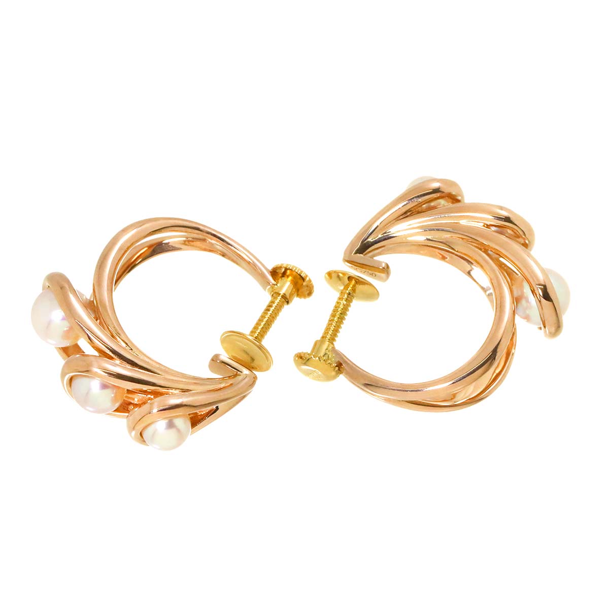 Akoya Pearl 4.9-4.0mm Earrings 18K PG YG 750