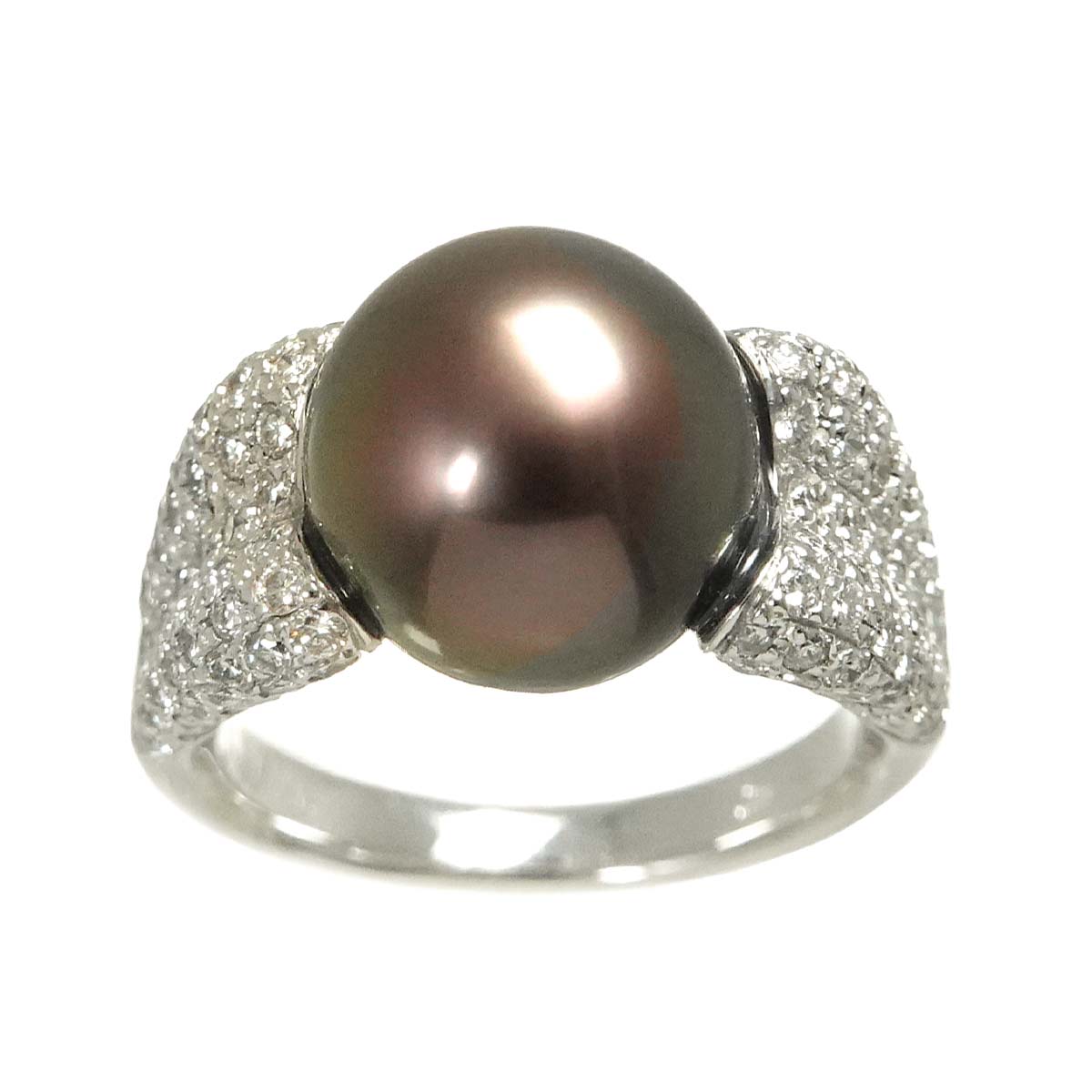 Black Pearl Diamond 1.38ct Ring 18K WG size6.25-6.5(US)