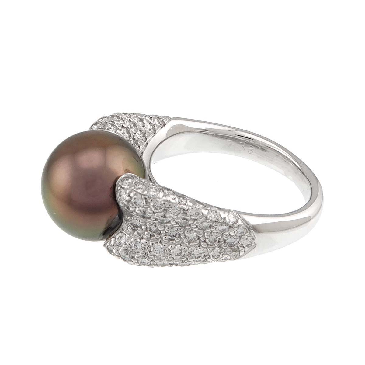 Black Pearl Diamond 1.38ct Ring 18K WG size6.25-6.5(US)