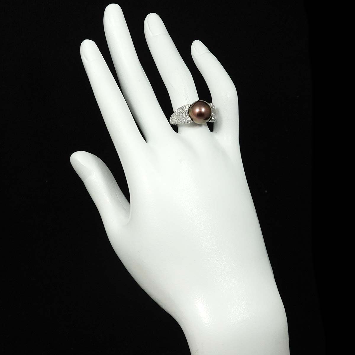 Black Pearl Diamond 1.38ct Ring 18K WG size6.25-6.5(US)