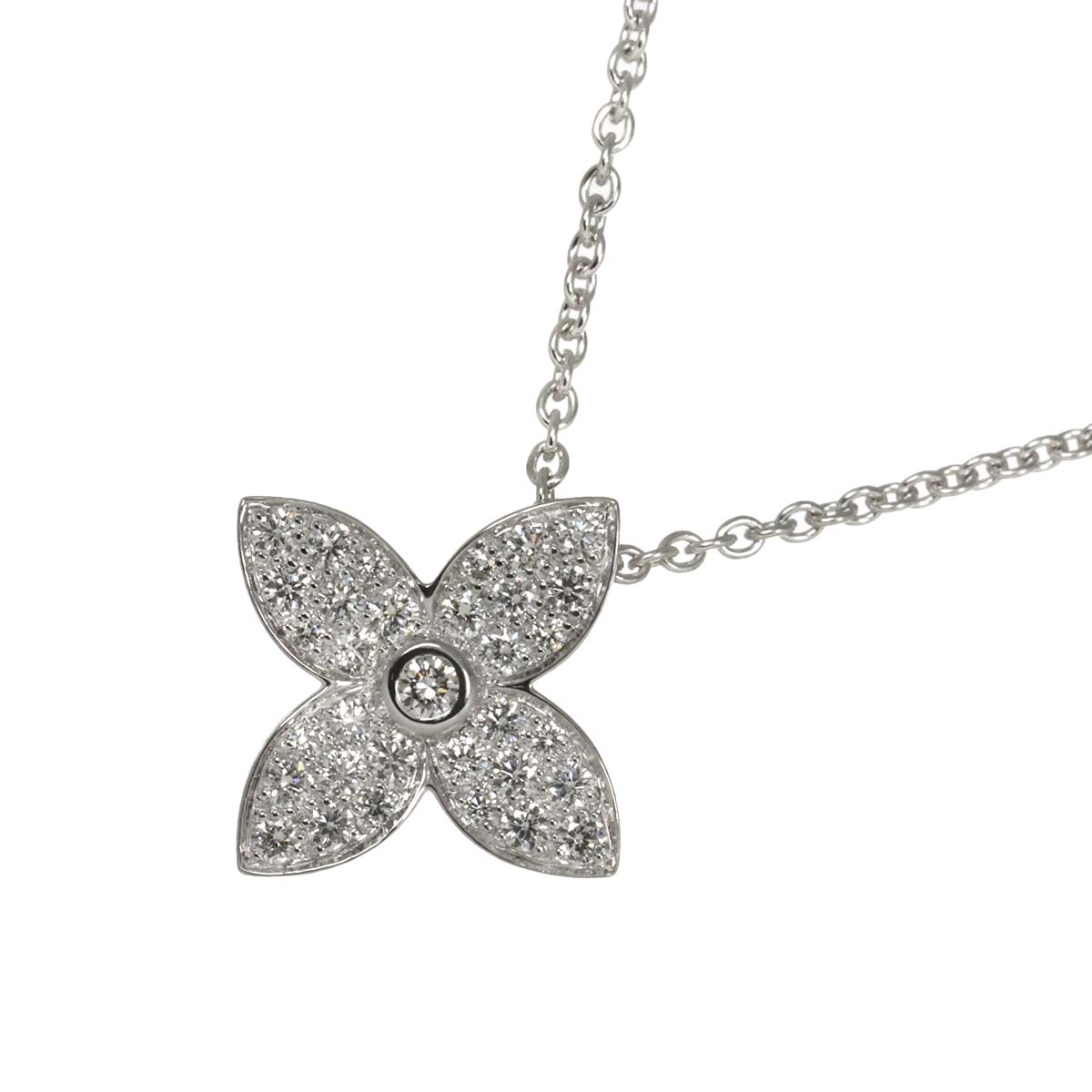 Pendentif Star blossom Diamond Necklace 18K WG 750