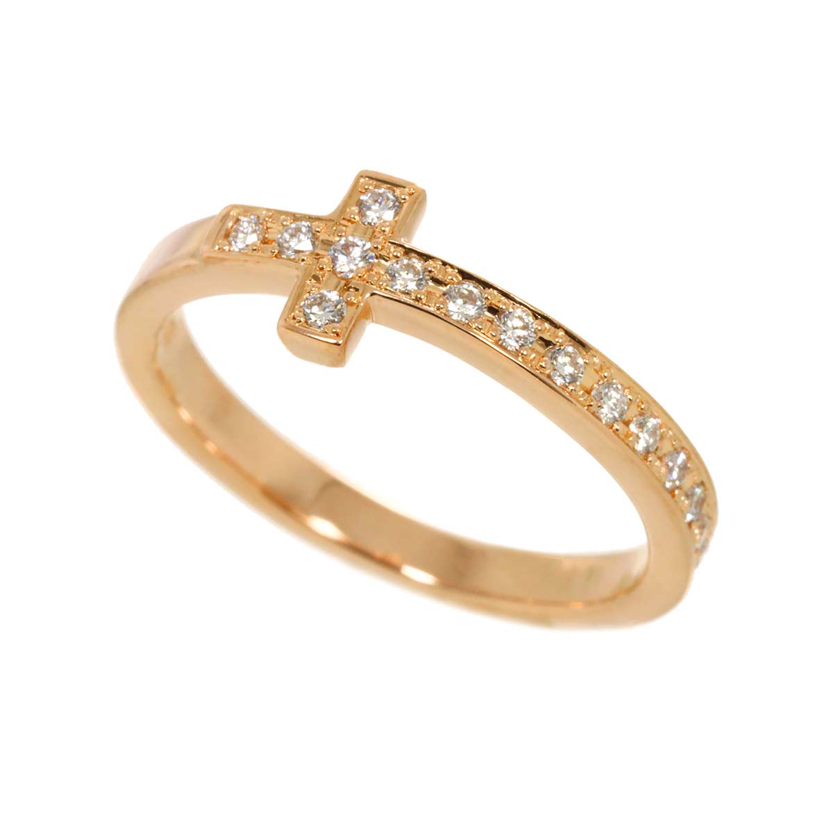 Diamond 0.20ct Ring 18K PG Pink Gold 750 Size6-6.25(US)