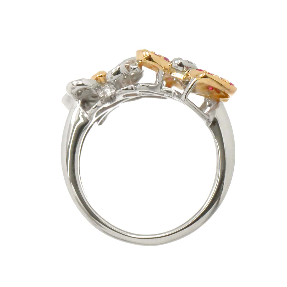 Sapphire 0.43ct Diamond 0.25ct Ring 18K WG PG 750 size5.25-5.5(US)