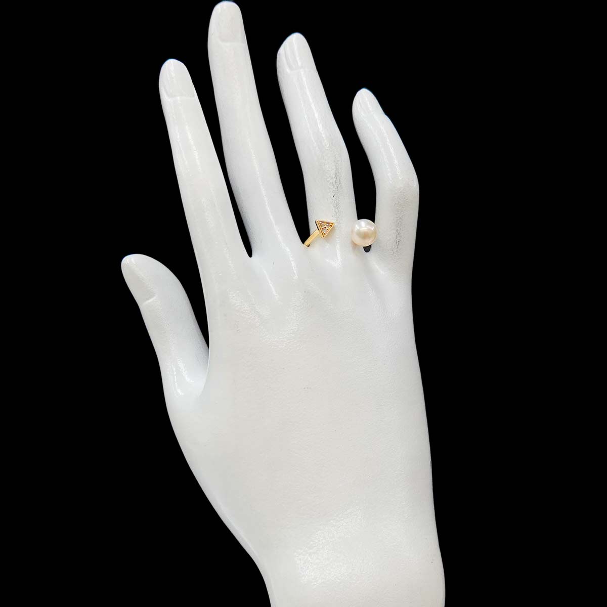 Akoya Pearl 7.4mm Diamond 0.02ct Ring 14K K14 YG 585 7.25-7.5(US)