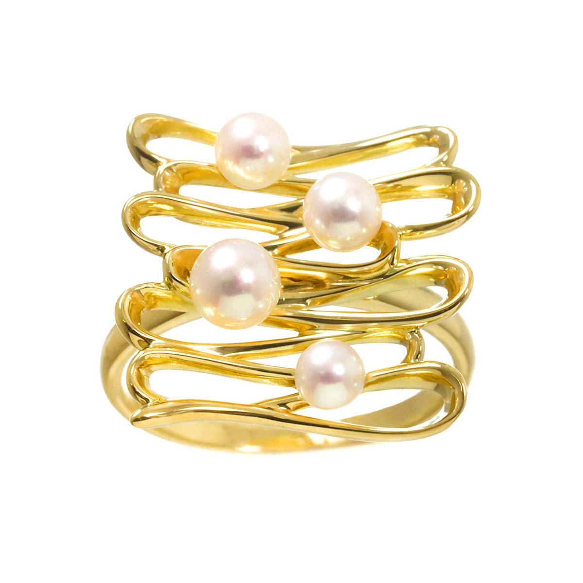 Akoya Pearl 3.3-4.4mm Ring 18K K18 YG 750 6(US)