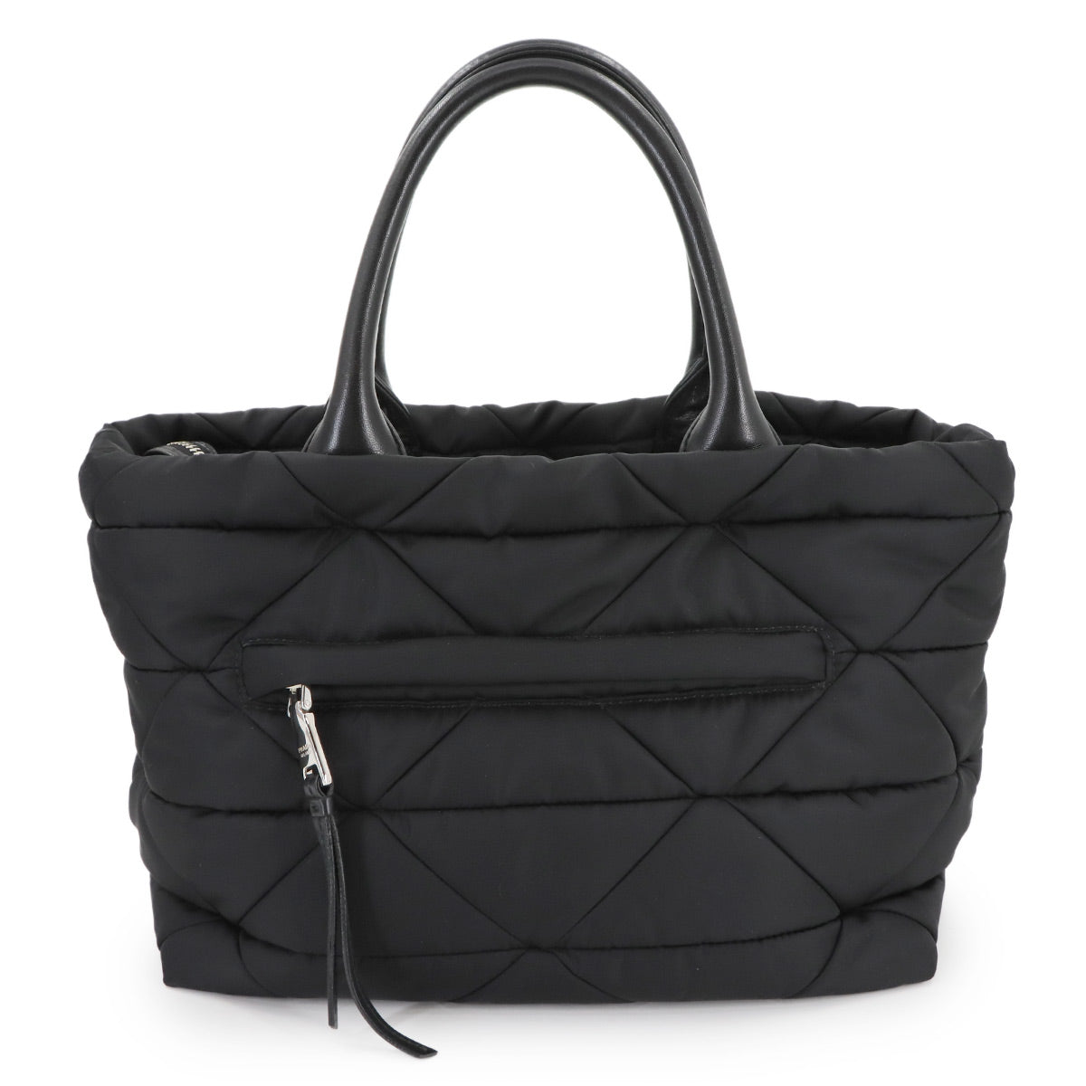 Small Padded 2way Tote Shoulder Bag Nylon Leather Black 1BG436