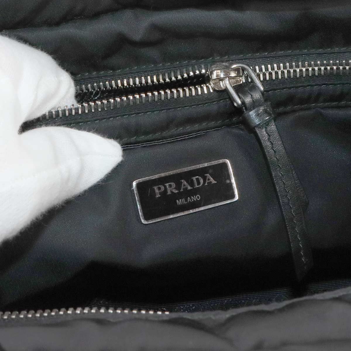 Small Padded 2way Tote Shoulder Bag Nylon Leather Black 1BG436