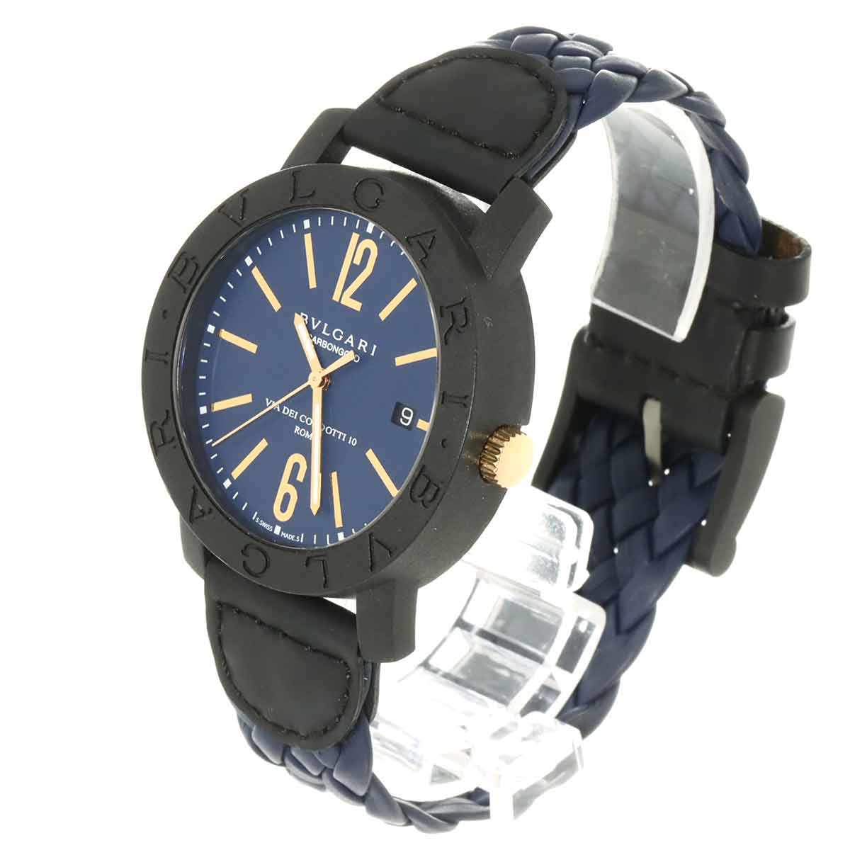 BVLGARIBVLGARI Carbon Gold BB40CL 750 YG Blue Dial Mens