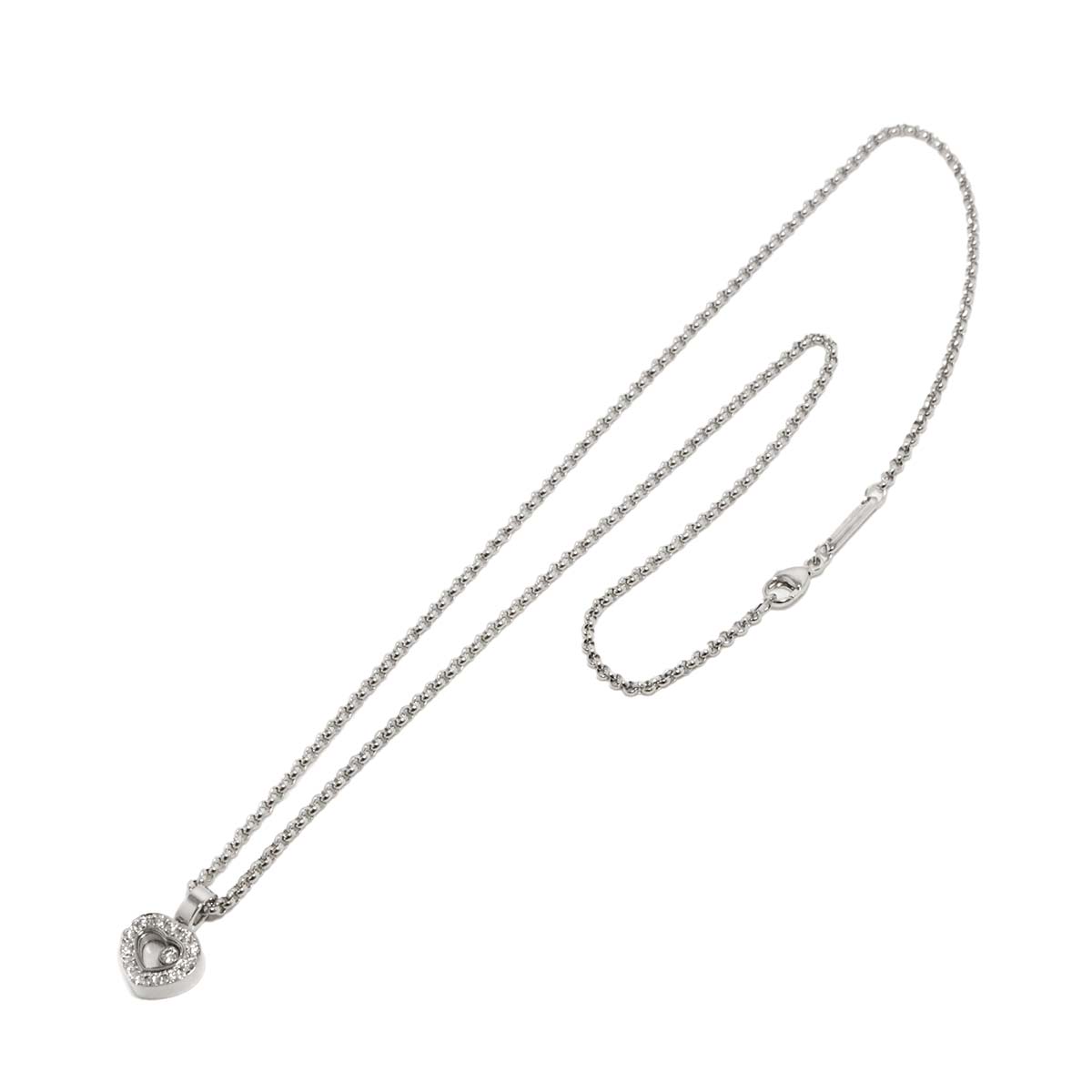 Happy Diamond Heart Necklace 18K White Gold 750