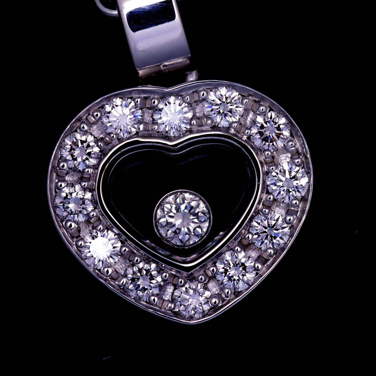 Happy Diamond Heart Necklace 18K White Gold 750