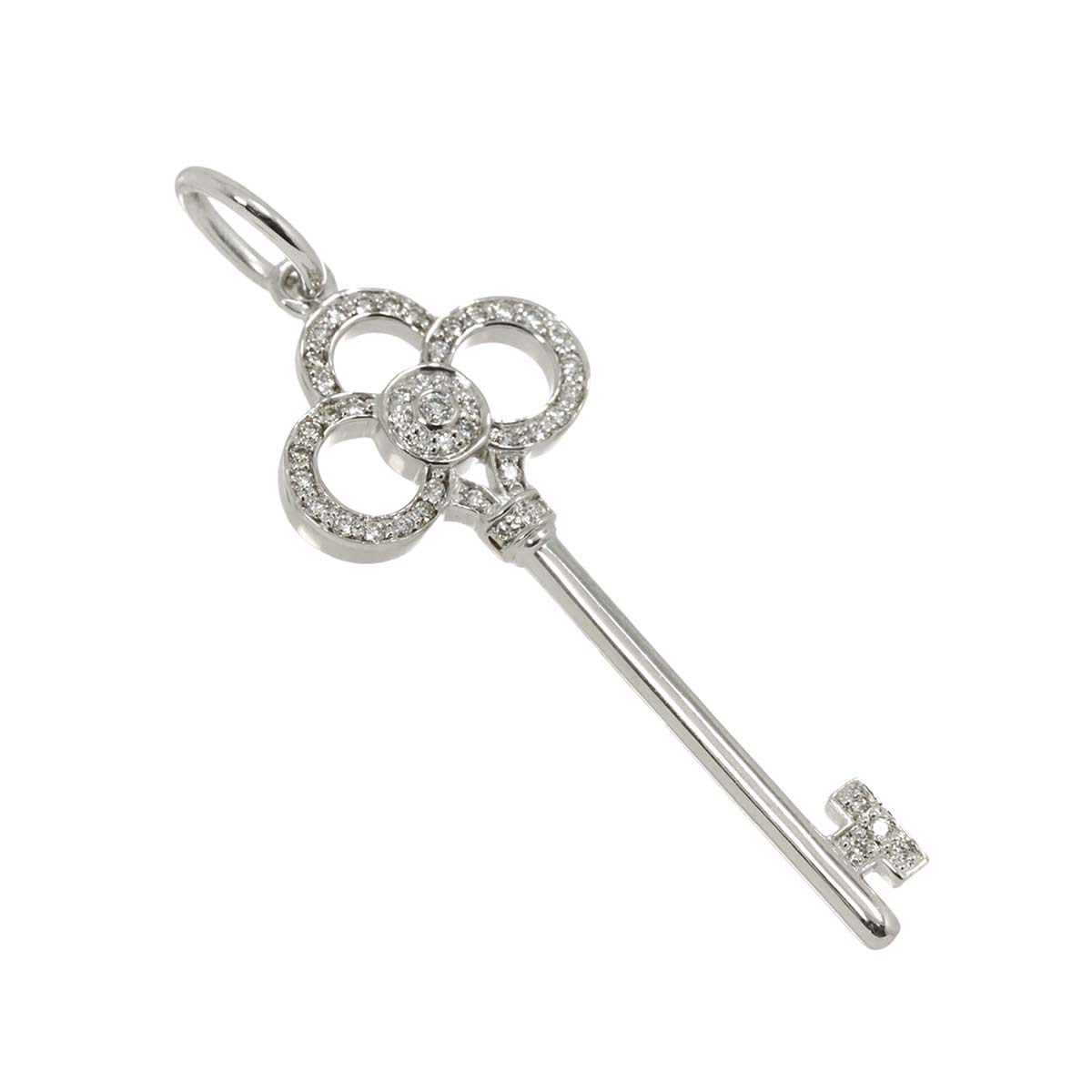 Crown Key Diamond Pendant Top 18K WG 750