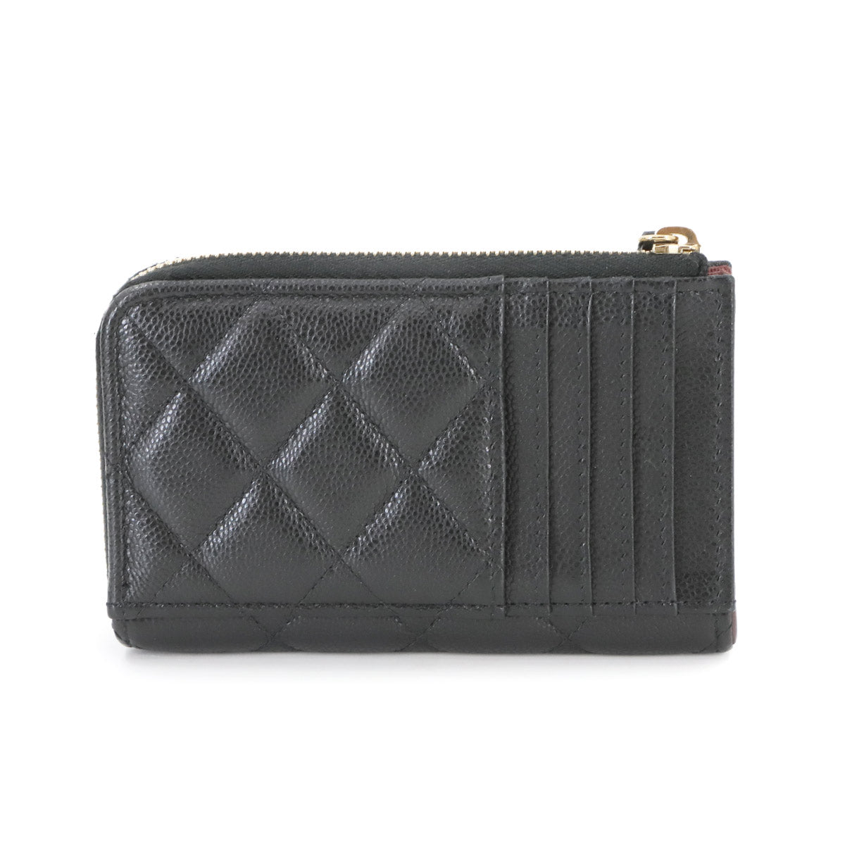 Matelasse Card Case Coin Purse Leather Black AP3179