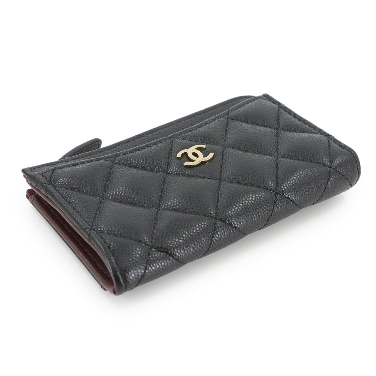 Matelasse Card Case Coin Purse Leather Black AP3179