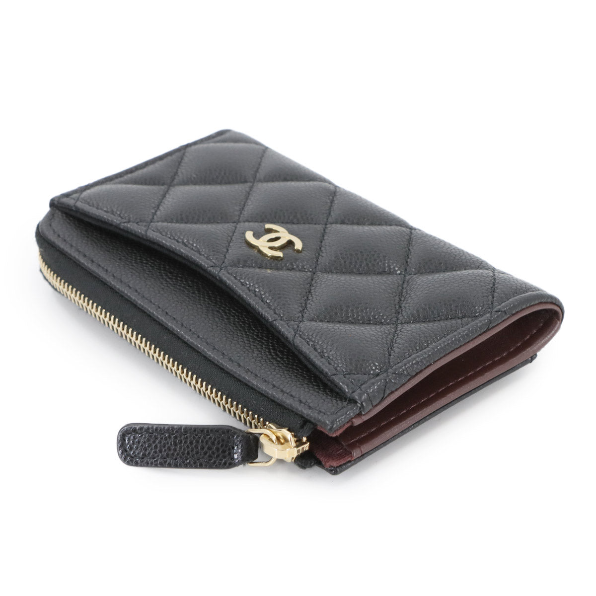 Matelasse Card Case Coin Purse Leather Black AP3179