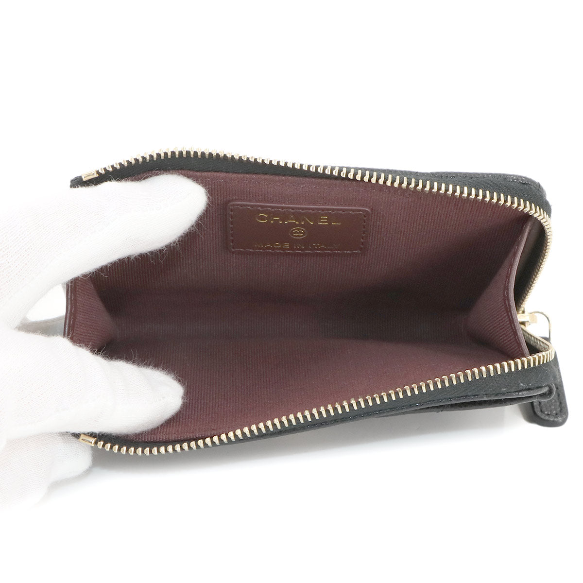 Matelasse Card Case Coin Purse Leather Black AP3179