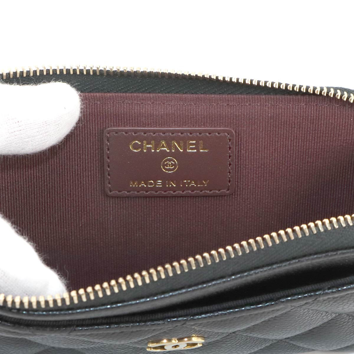Matelasse Card Case Coin Purse Leather Black AP3179