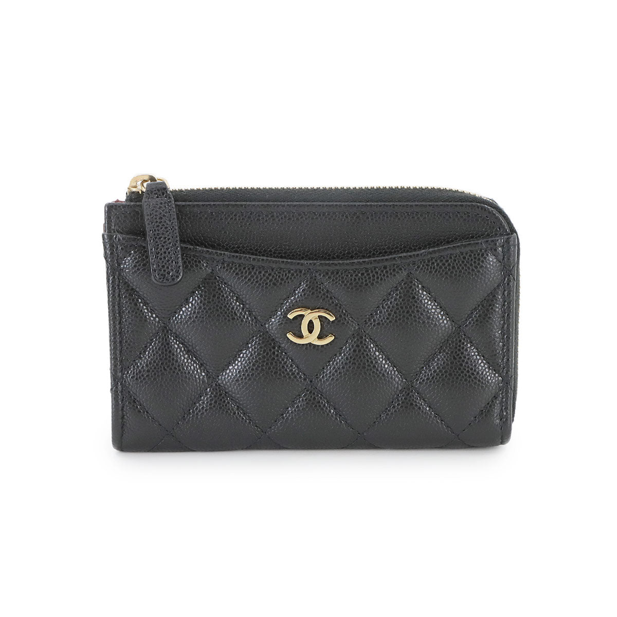 Matelasse Card Case Coin Purse Leather Black AP3179