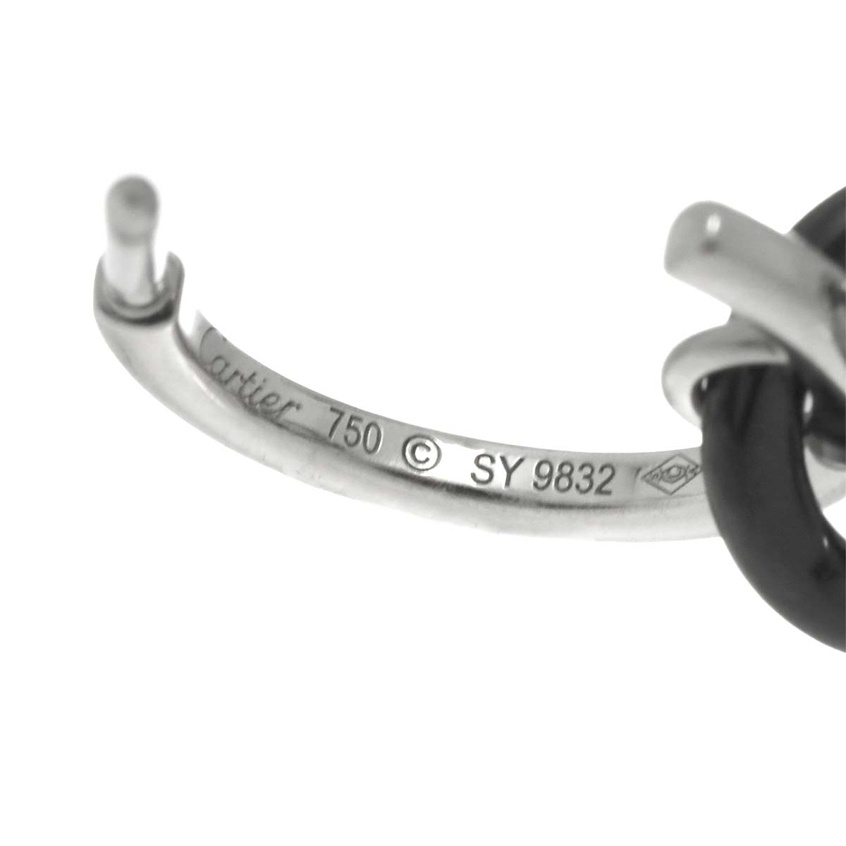 Trinity Diamond Ceramic Earrings Pierced 18K White Gold 750