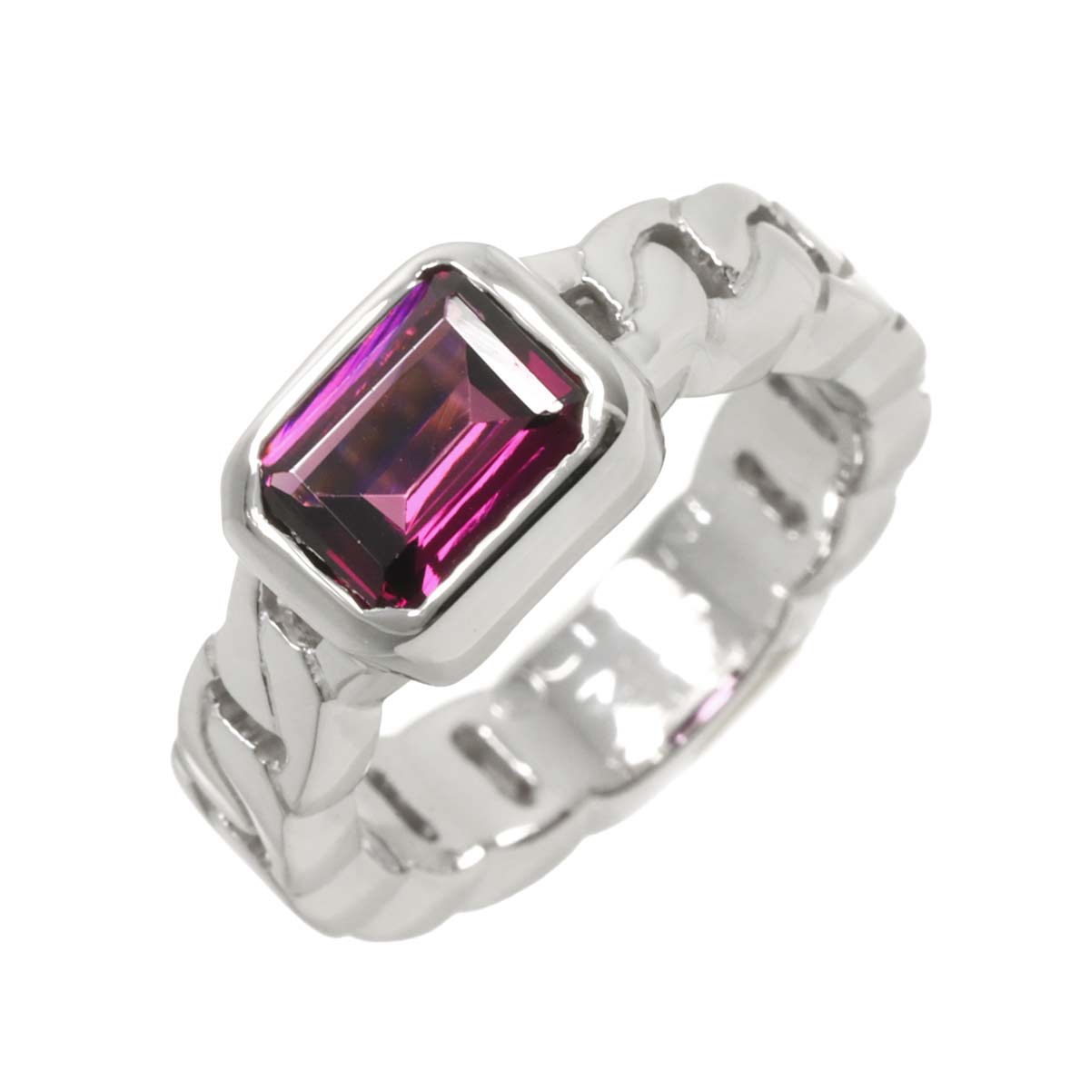 Garnet Ring 18K WG 750 Size 4-4.5(US)
