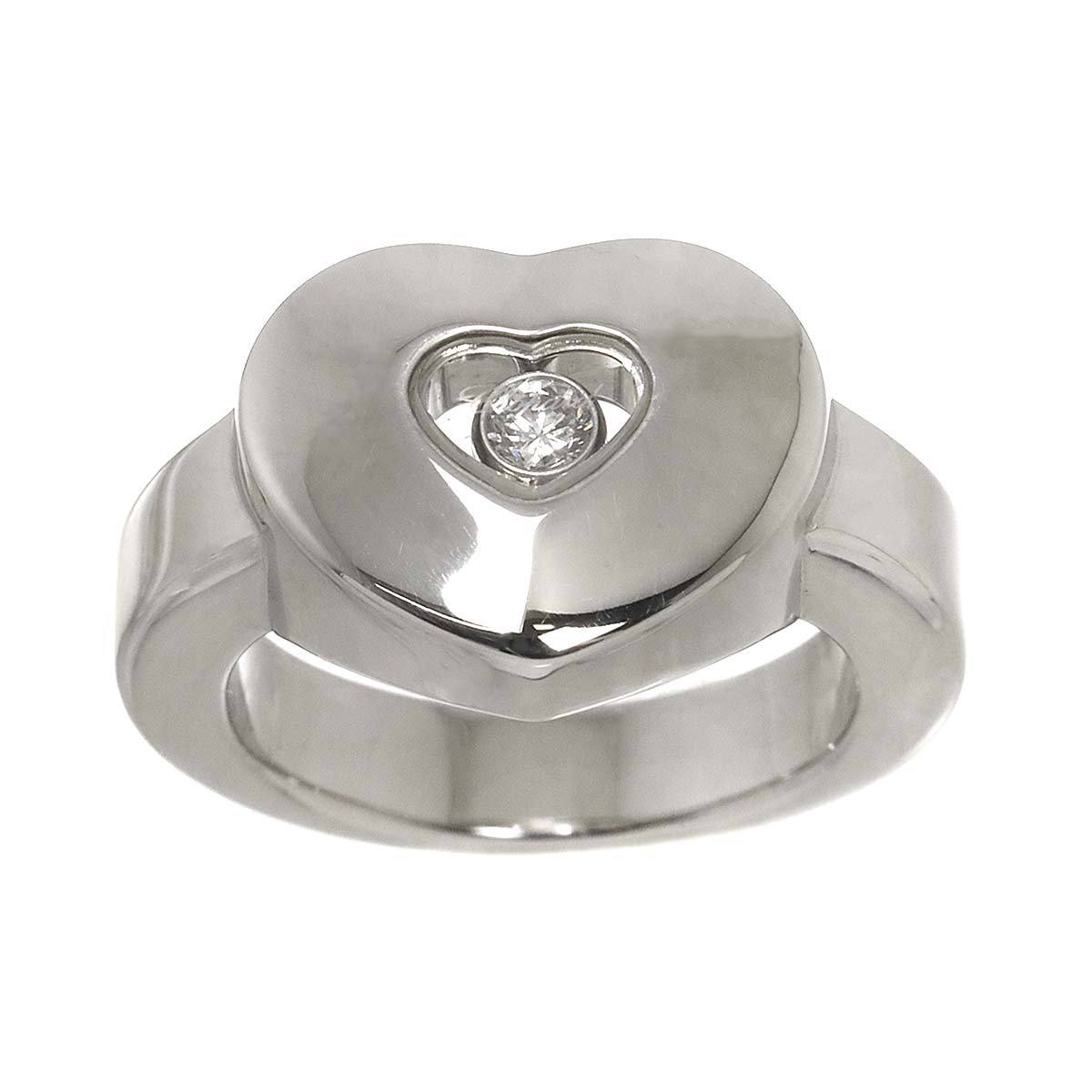 Happy Diamond Heart Ring 18K White Gold 750 Size5.25(US)