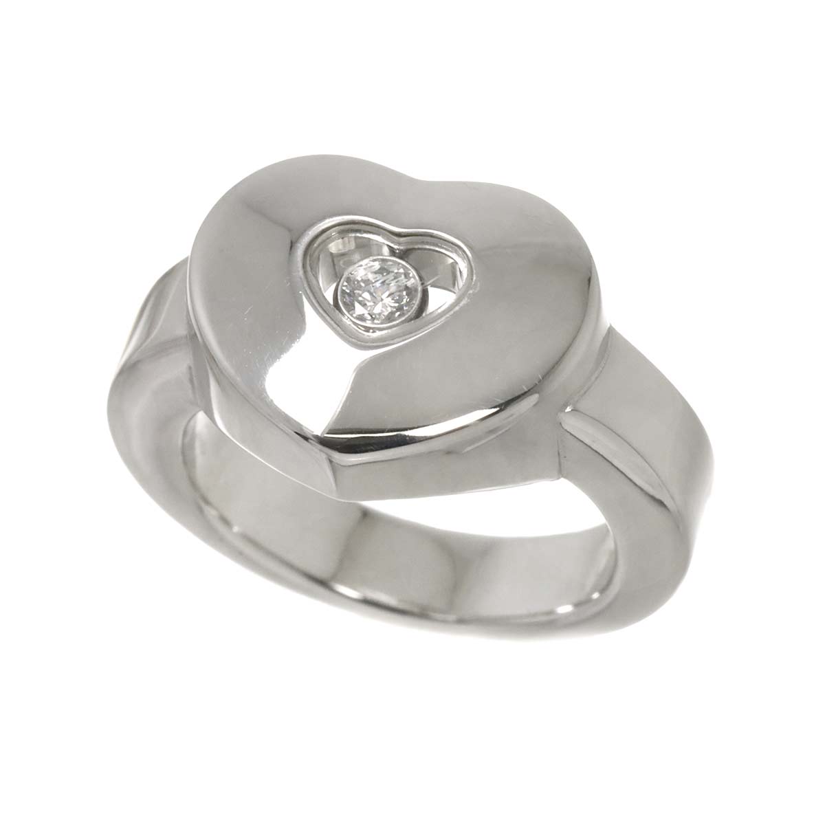 Happy Diamond Heart Ring 18K White Gold 750 Size5.25(US)