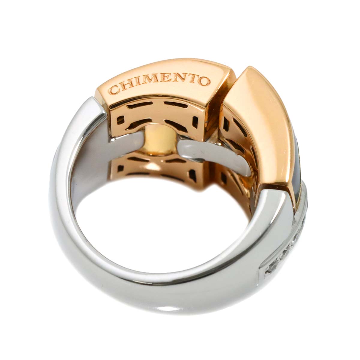 Mother of Pearl Diamond Ring 18K PG WG 750 Size6.75-7.25(US)