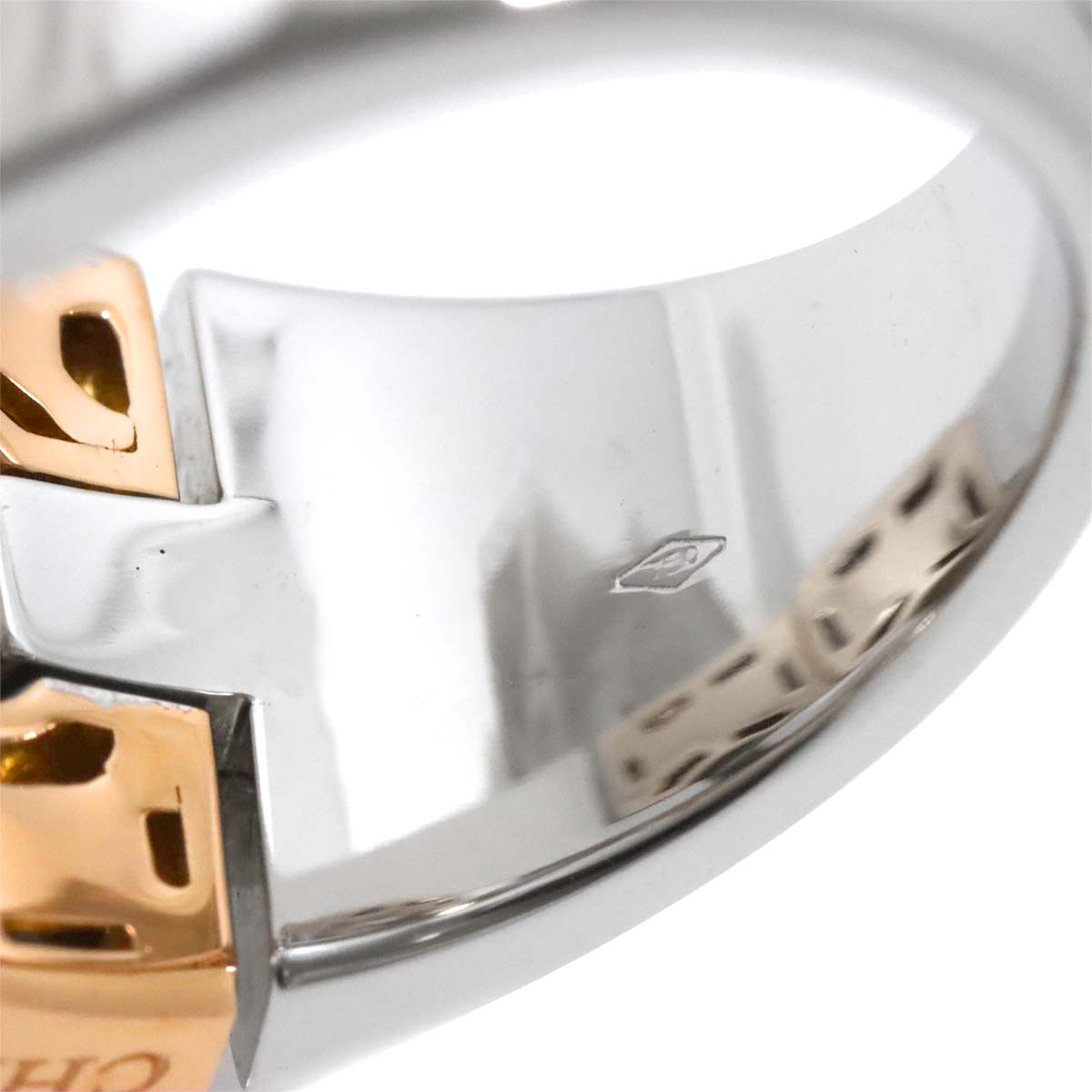 Mother of Pearl Diamond Ring 18K PG WG 750 Size6.75-7.25(US)