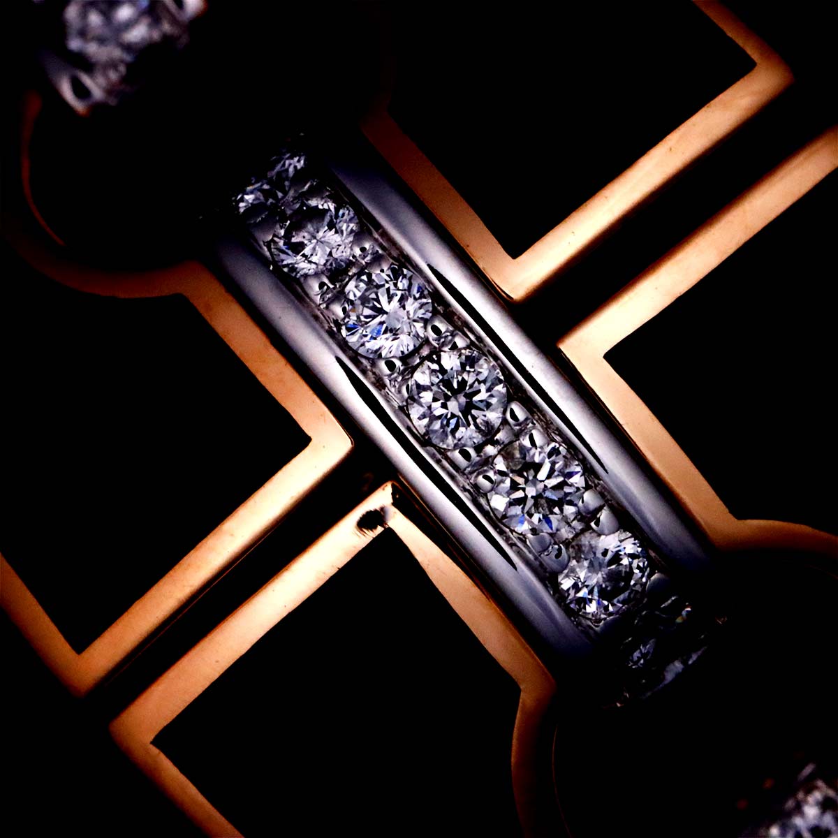 Mother of Pearl Diamond Ring 18K PG WG 750 Size6.75-7.25(US)