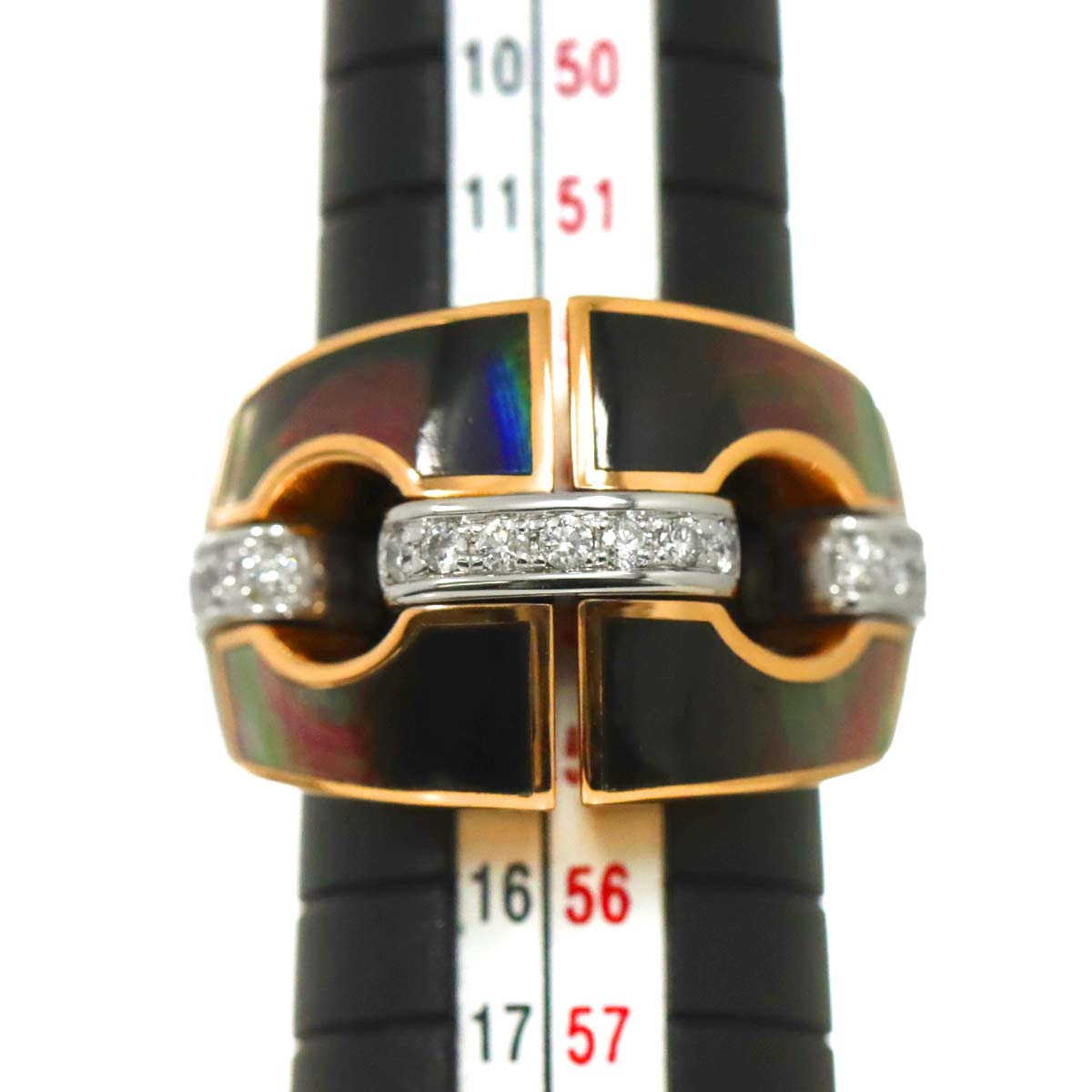 Mother of Pearl Diamond Ring 18K PG WG 750 Size6.75-7.25(US)