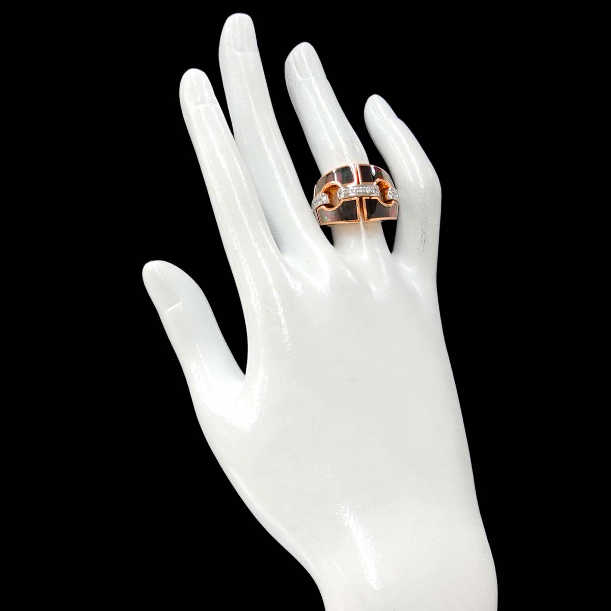 Mother of Pearl Diamond Ring 18K PG WG 750 Size6.75-7.25(US)