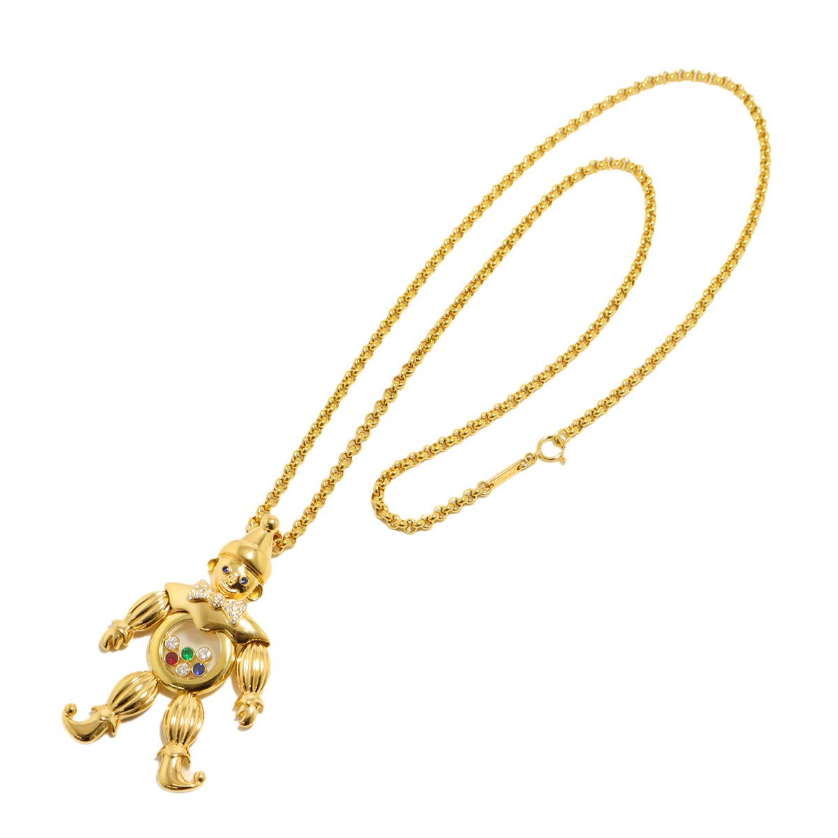 Happy Diamond clown motif Multi Stone Necklace 18K YG 750