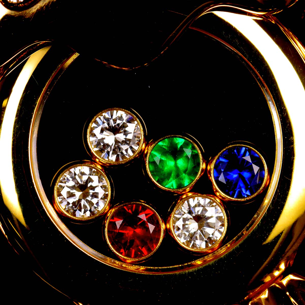 Happy Diamond clown motif Multi Stone Necklace 18K YG 750