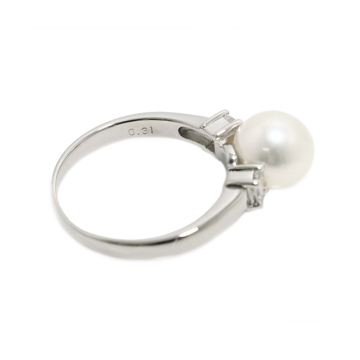 Akoya Pearl 8.7mm Diamond 0.31ct Ring Pt size7.75-8(US)