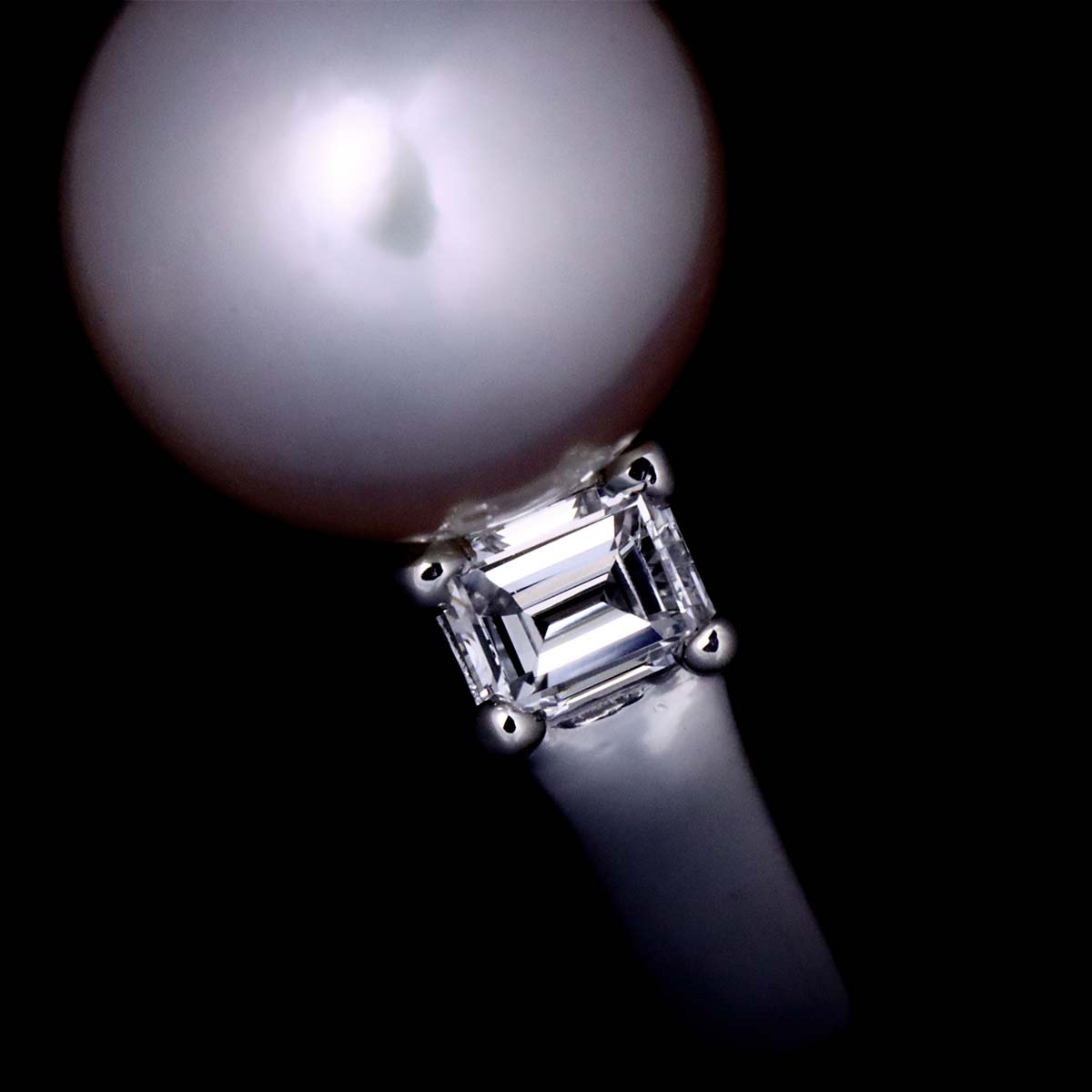 Akoya Pearl 8.7mm Diamond 0.31ct Ring Pt size7.75-8(US)