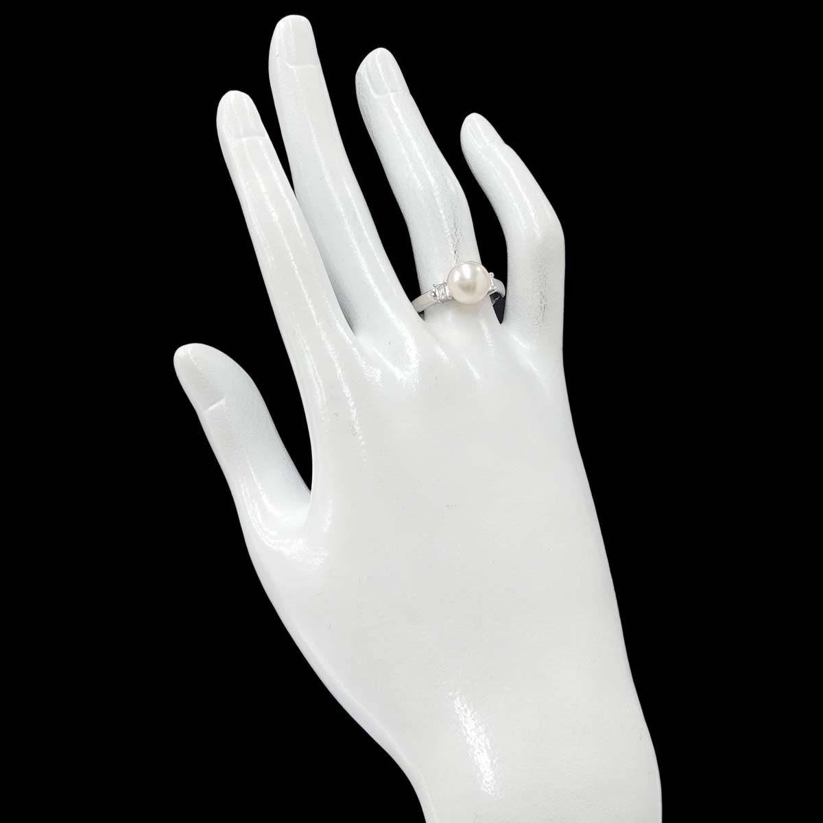 Akoya Pearl 8.7mm Diamond 0.31ct Ring Pt size7.75-8(US)