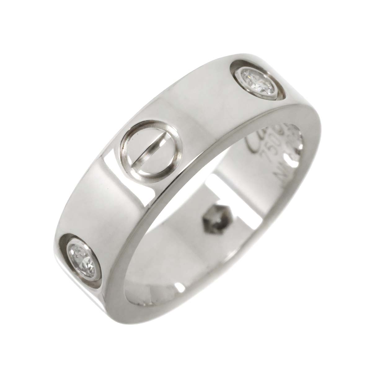 Love Half Diamond Ring 18K White Gold 750 size50 5-5.25(US)