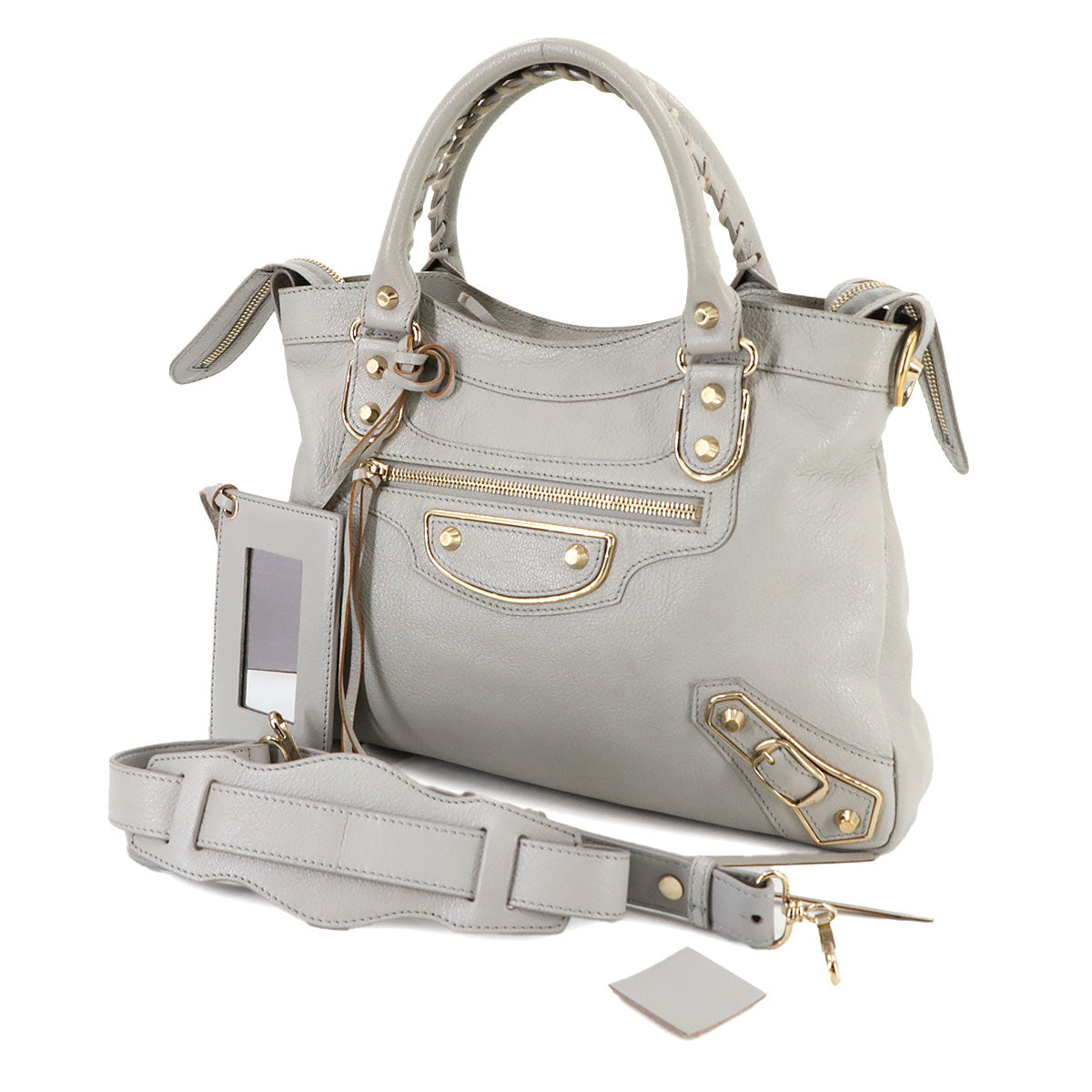 The Town 2way Hand Shoulder Bag Leather Gray 240579