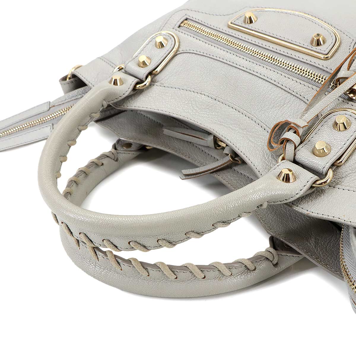 The Town 2way Hand Shoulder Bag Leather Gray 240579