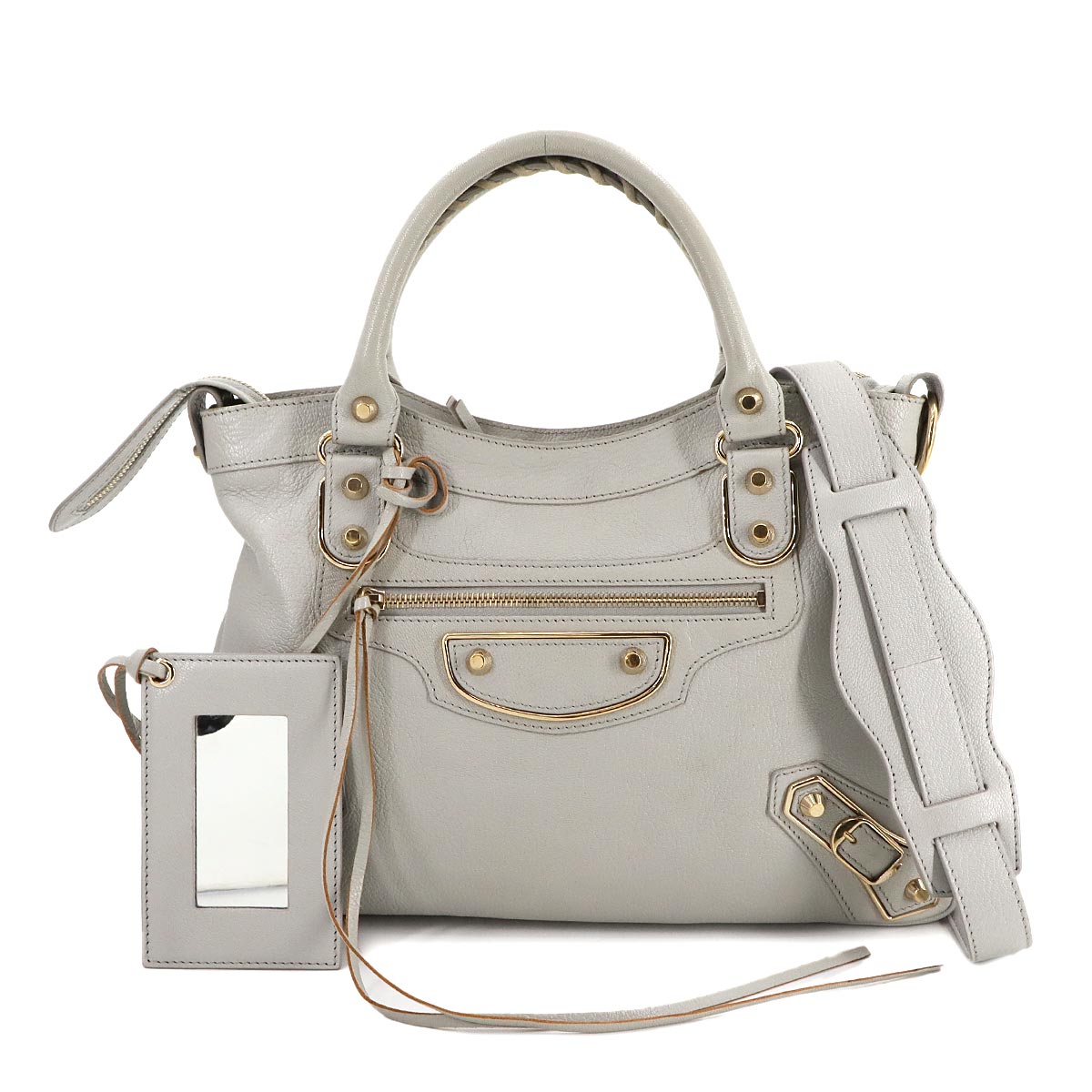The Town 2way Hand Shoulder Bag Leather Gray 240579