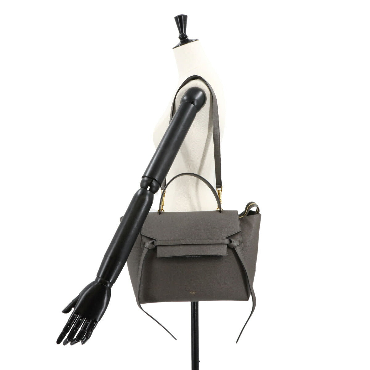 Belt Bag Mini 2way Hand Shoulder Bag Leather Gray 176103 Purse