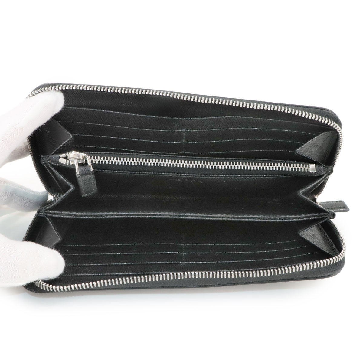 Zipped Around Long Wallet Saffiano Leather Nero 2ML317