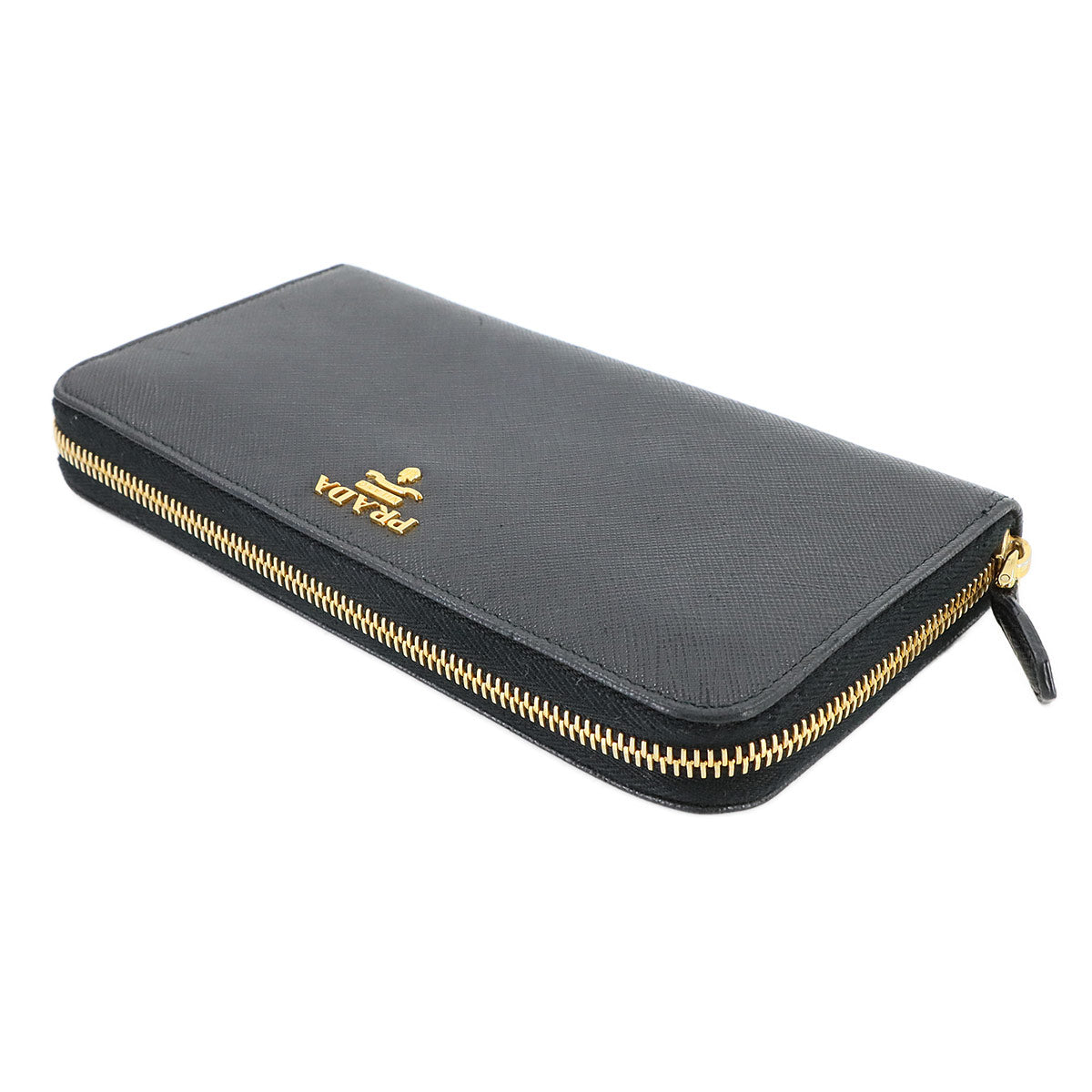 Zipped Around Long Wallet Saffiano Leather Black 1ML506 Purse