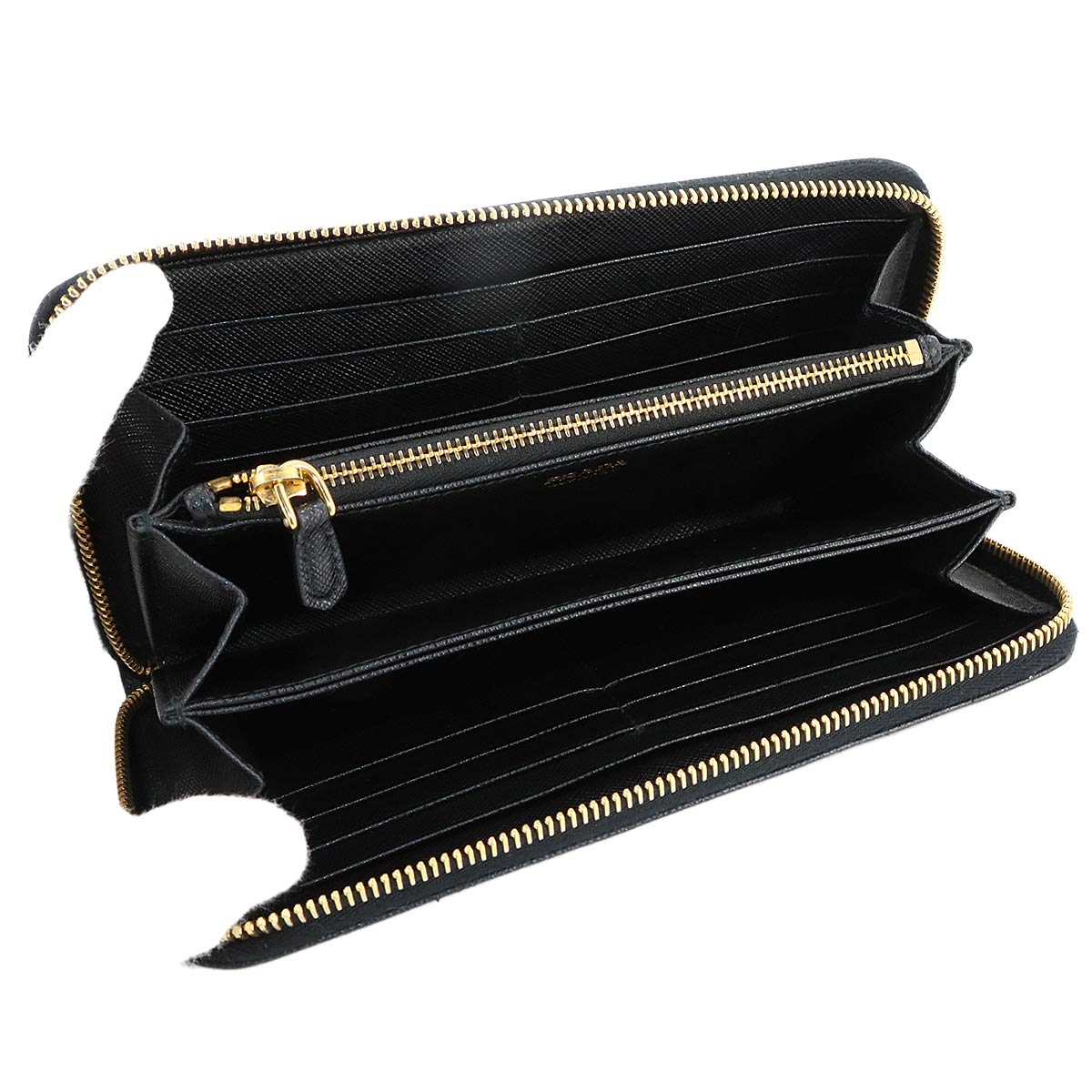 Zipped Around Long Wallet Saffiano Leather Black 1ML506 Purse